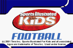 Sports Illustrated For Kids Football title screen for GameBoy Advance